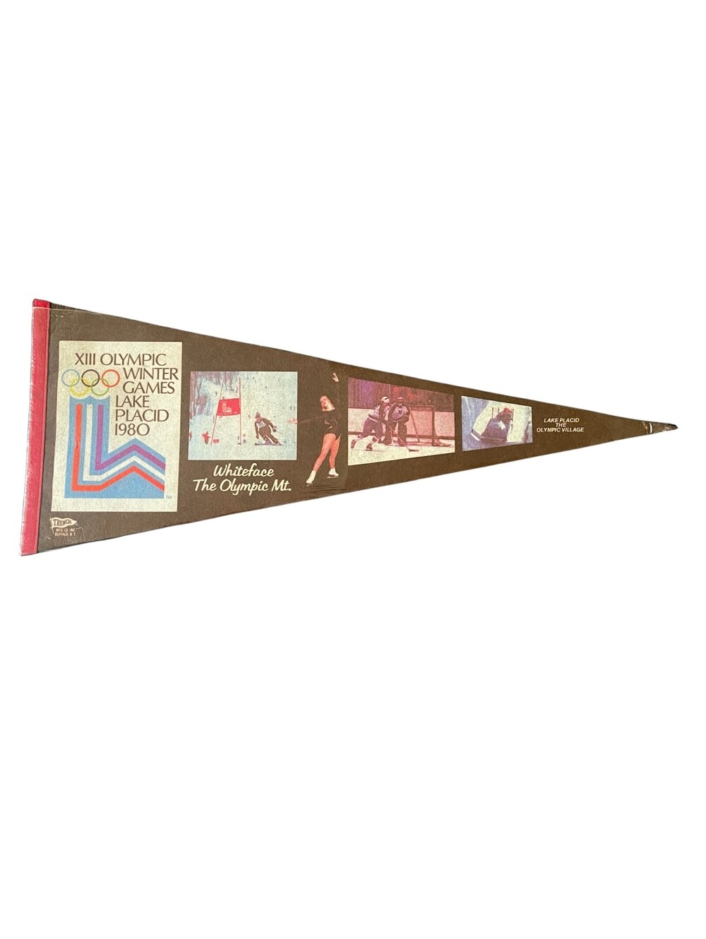 VTG 80s Olmypics Winter Lake Placid Pennant Flag New Wrapped Authentic Sports